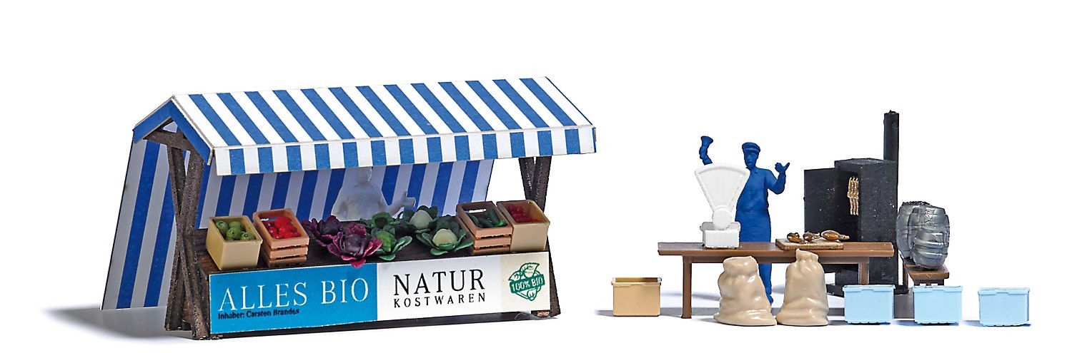 BUSCH 1823 H0 Marktstände Bio-Gemüse & Räucherfisch 